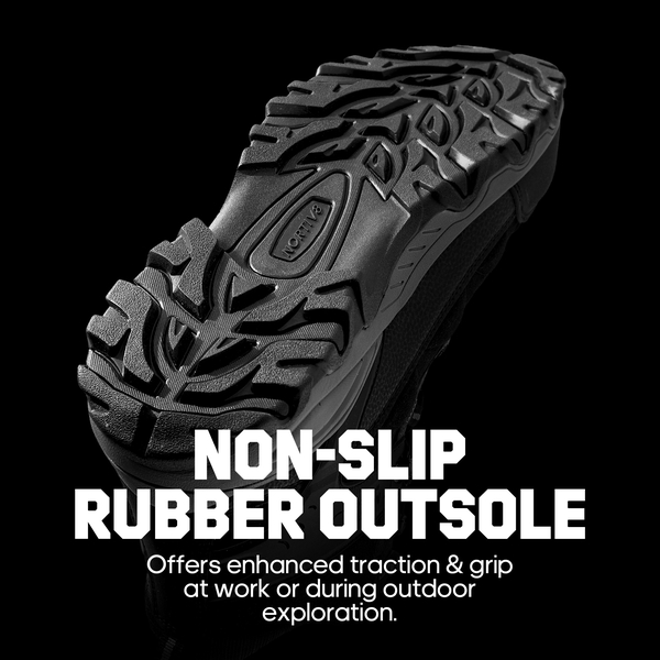 Men's Non-Slip Steel-Toe Work Boots 【Wide Fit】 - BLACK - 3